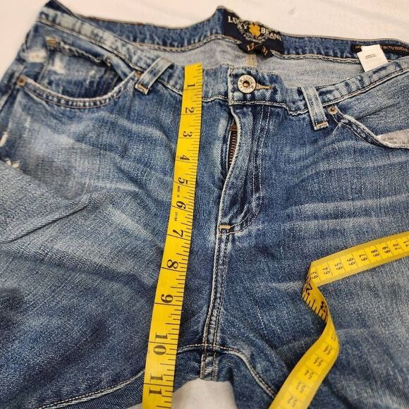 Lucky Brand Women's 12 Distressed Sienna Slim Bootcut Mid-rise Denim Blue Jeans - Picture 4 of 11